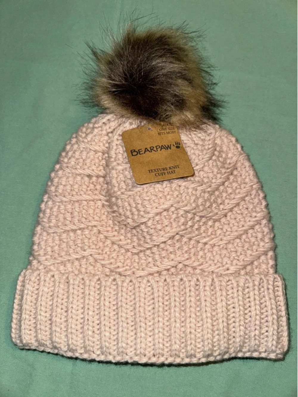 Bearpaw Texture Knit Cuff Hat light Rose